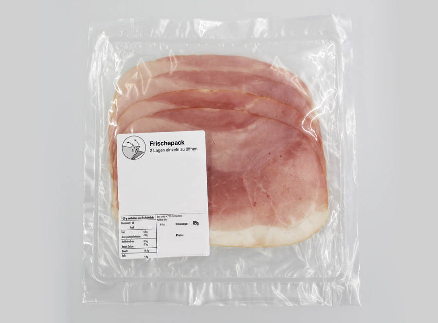 Cooked ham in MLP packaging