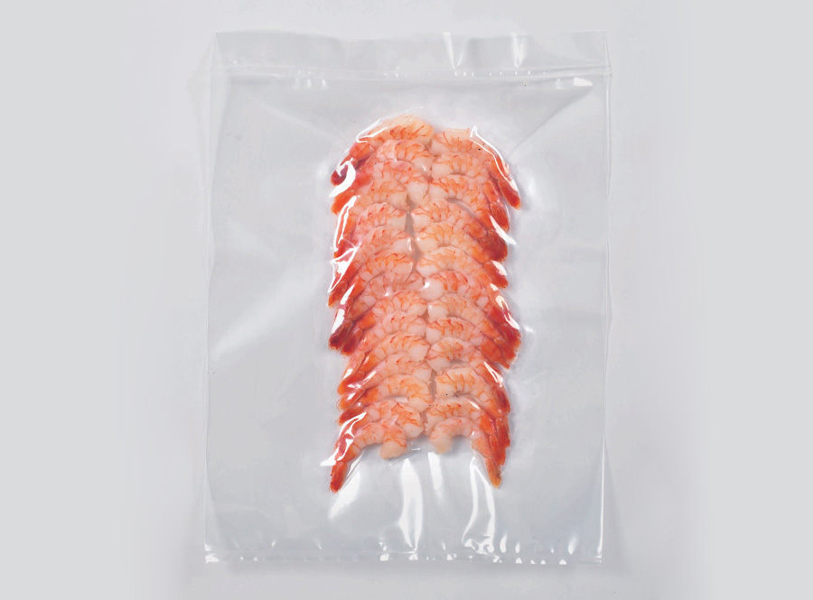 Prawns in a vacuum bag