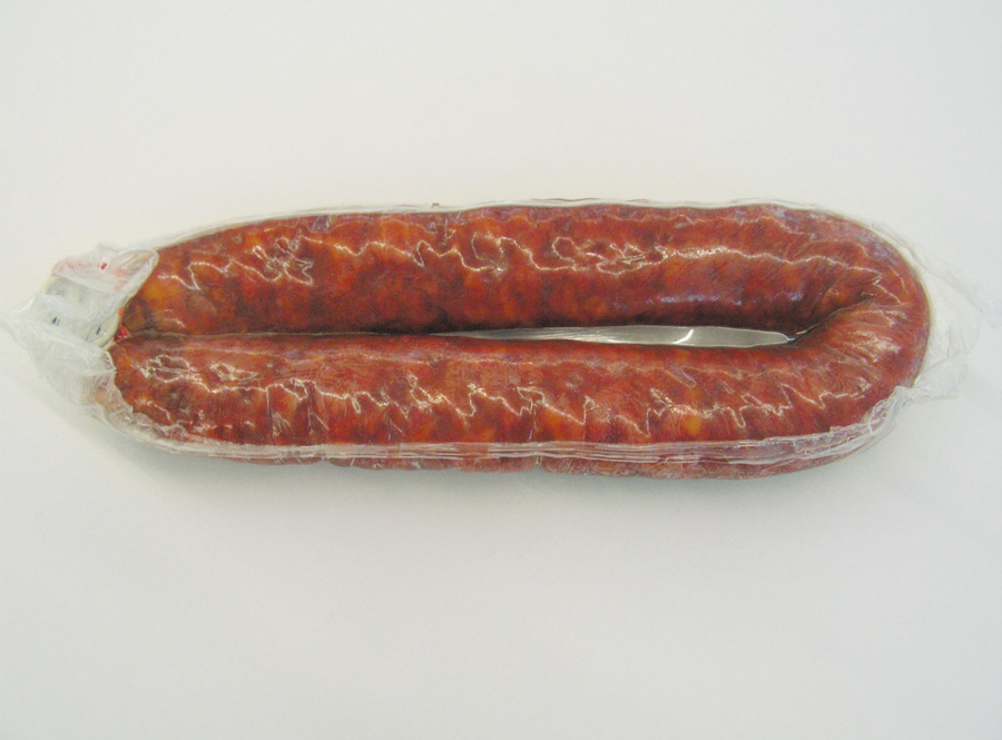 Ring salami in shrink packaging