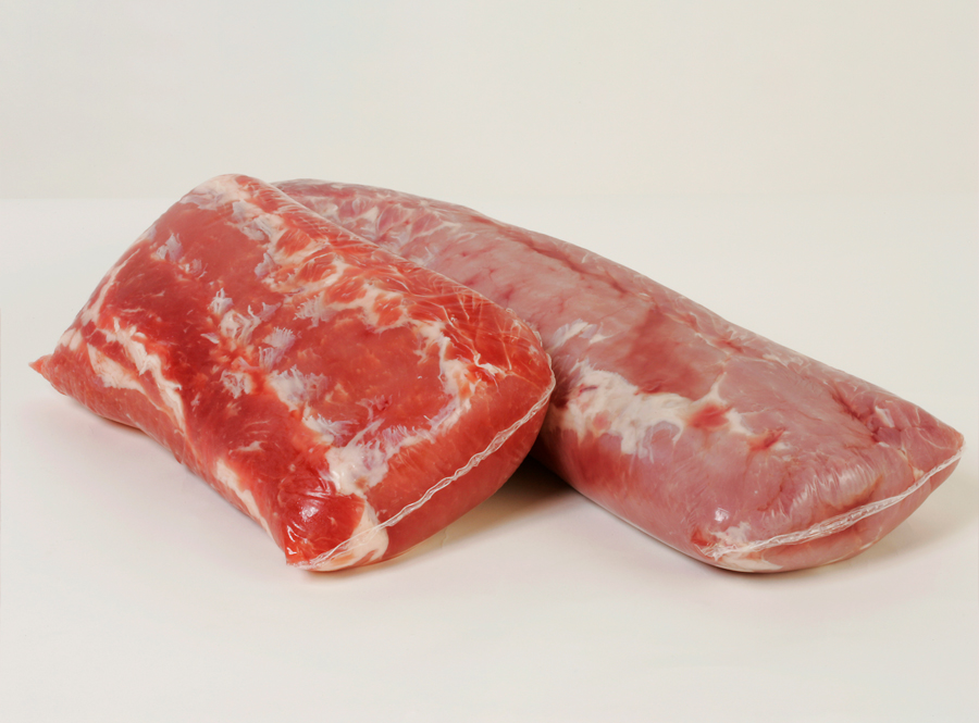 Pork loin in shrink packaging